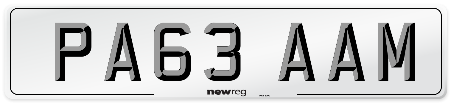 PA63 AAM Number Plate from New Reg
